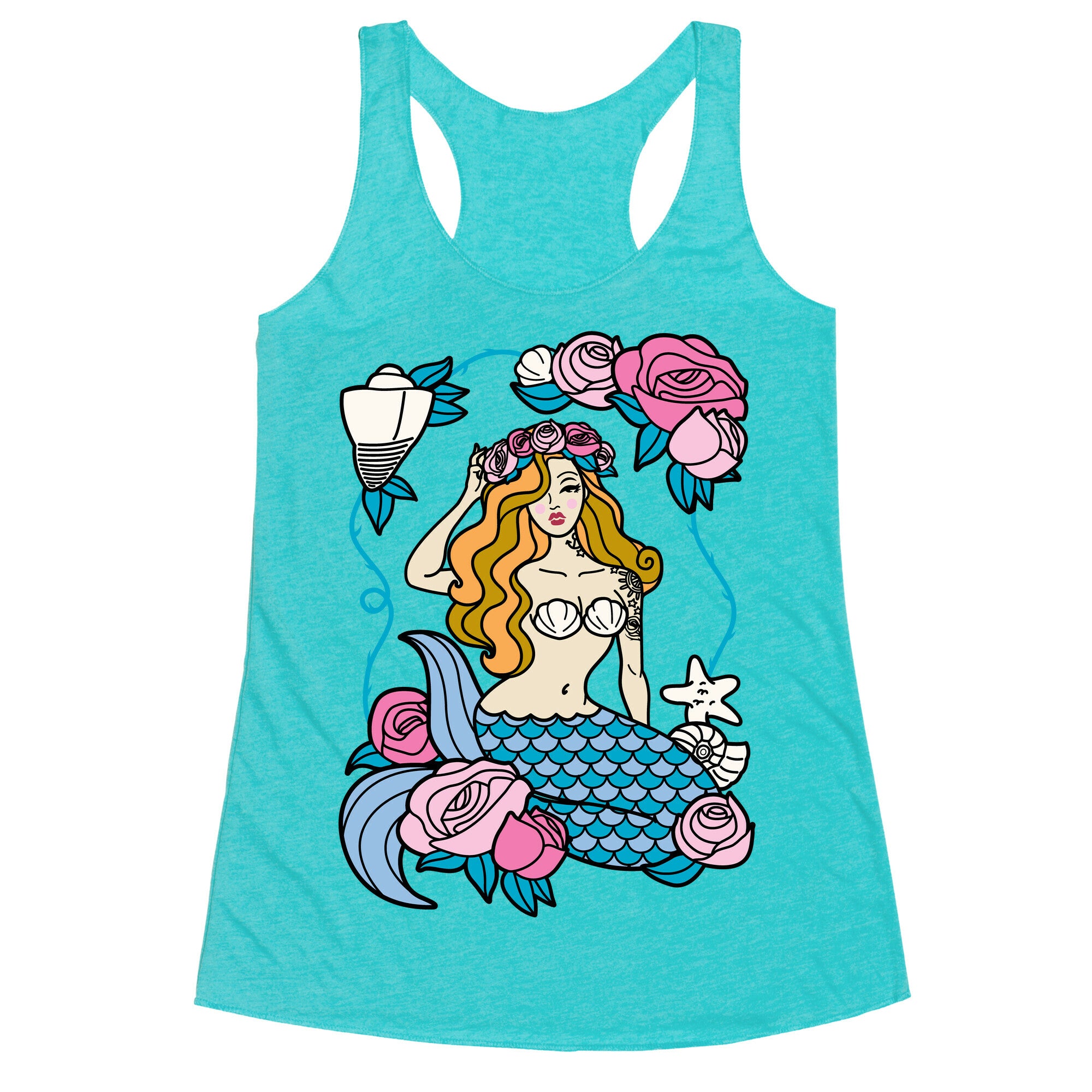 Nautical Tattoo Mermaid Racerback Tank